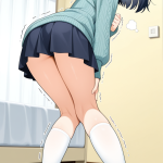 【エロ画像】黒青グラデサイドテール貧乳×美少女エロ_AI_アニメエロ画像