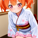 【エロ画像】オレンジロールツイン小柄貧乳×ニーソ・絶対領域_AI_アニメエロ画像