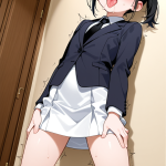【エロ画像】黒青グラデーションポニーテール×アヘ顔・イキ顔_AI_アニメエロ画像