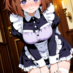 【エロ画像】茶髪ハーフアップ巨乳スレンダー×メイド服_AI_アニメエロ画像