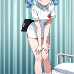 【エロ画像】青髪ツインテール巨乳×ナース服_AI_アニメエロ画像