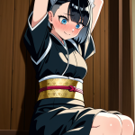 【エロ画像】黒髪刈り上げショート巨乳×手縛り・拘束_AI_アニメエロ画像