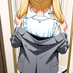 【エロ画像】金髪ツインテール長身スレンダー×鏡越し_AI_アニメエロ画像