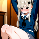 【エロ画像】プラチナ金髪ロング小柄むっちり×手縛り・拘束_AI_アニメエロ画像