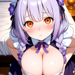 【エロ画像】紫髪ツインおさげスレンダー×パイズリ_AI_アニメエロ画像