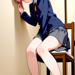 【エロ画像】桜色ポニーテールスレンダー×オナニー・自慰_AI_アニメエロ画像