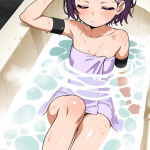 【エロ画像】紫髪ツーブロックロリ体型×お風呂・入浴_AI_アニメエロ画像