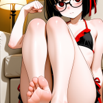 【エロ画像】黒髪ボブむっちり小柄×足コキ_AI_アニメエロ画像