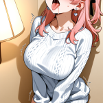 【エロ画像】黒青グラデハーフアップ巨乳×アヘ顔・イキ顔_AI_アニメエロ画像