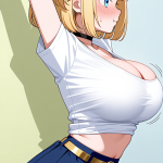 【エロ画像】金髪外ハネボブロリ体型×巨乳・爆乳_AI_アニメエロ画像