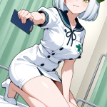 【エロ画像】白髪ボブグラマラス×ナース服_AI_アニメエロ画像