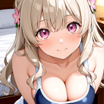 【エロ画像】プラチナブロンドハーフアップ細×パイズリ_AI_アニメエロ画像
