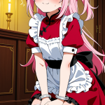 【エロ画像】ピンク髪ハーフアップ貧乳×メイド服_AI_アニメエロ画像