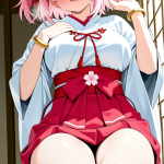 【エロ画像】桜色内巻きセミロング巨乳×美少女エロ_AI_アニメエロ画像