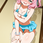 【エロ画像】桜色セミロング細身×母乳・ミルク_AI_アニメエロ画像