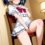【エロ画像】水色ロールツインテール細身×オナニー・自慰_AI_アニメエロ画像
