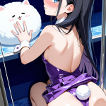 【エロ画像】黒髪セミロングむっちり小柄×ガラスお尻押し付け_AI_アニメエロ画像