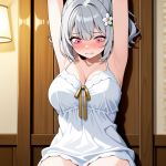 【エロ画像】グレーポニーテールグラマラス×手縛り・拘束_AI_アニメエロ画像