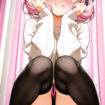 【エロ画像】桜色髪セミロングむっちり×美少女エロ_AI_アニメエロ画像