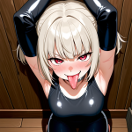 【エロ画像】プラチナショート爆乳×縛り・拘束_AI_アニメエロ画像