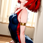 【エロ画像】赤髪ショート長身貧乳×アヘ顔・イキ顔_AI_アニメエロ画像
