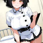 【エロ画像】黒髪くせ毛ショート巨乳ゴシック×ナース服_AI_アニメエロ画像