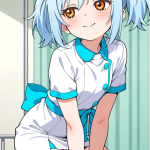 【エロ画像】青髪ポニーテールロリ×ナース服_AI_アニメエロ画像