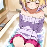 【エロ画像】ピンクグラデボブむっちり×お風呂・入浴_AI_アニメエロ画像