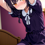 【エロ画像】マゼンタおさげロリ体型メイド×貧乳・微乳_AI_アニメエロ画像