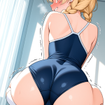 【エロ画像】金髪ツインおさげ巨乳スレンダー×美少女エロ_AI_アニメエロ画像