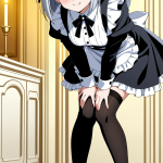 【エロ画像】銀髪外ハネボブ細身×メイド服_AI_アニメエロ画像