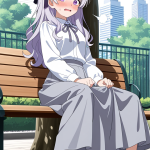 【エロ画像】グレーセミロング細身長身×野外露出_AI_アニメエロ画像