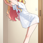 【エロ画像】桜色ウェーブロングむっちり小柄×貧乳・微乳_AI_アニメエロ画像