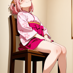 【エロ画像】桜色セミロングむっちり×オナニー・自慰_AI_アニメエロ画像