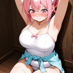 【エロ画像】桜色ポニーテールむっちり×縛り・拘束_AI_アニメエロ画像