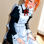 【エロ画像】オレンジ髪アップスタイル長身ス×アヘ顔・イキ顔_AI_アニメエロ画像