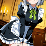 【エロ画像】グレーボブグラマラス×メイド服_AI_アニメエロ画像