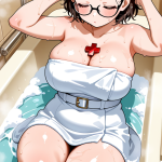 【エロ画像】茶髪ショートむっちり巨乳×お風呂・入浴_AI_アニメエロ画像