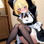 【エロ画像】ピンクグラデショート長身スレン×手縛り・拘束_AI_アニメエロ画像