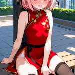【エロ画像】青グラデショートむっちり×野外露出_AI_アニメエロ画像