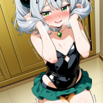 【エロ画像】銀髪セミロング貧乳小柄×おしっこ・放尿_AI_アニメエロ画像