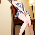 【エロ画像】銀髪くせ毛ショート貧乳×オナニー・自慰_AI_アニメエロ画像