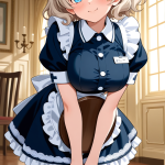 【エロ画像】プラチナショート巨乳ナース×メイド服_AI_アニメエロ画像