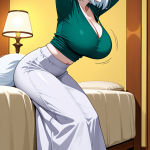 【エロ画像】白髪アップスレンダー狐耳×巨乳・爆乳_AI_アニメエロ画像