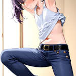 【エロ画像】紫髪ツインテール巨乳×貧乳・微乳_AI_アニメエロ画像
