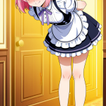 【エロ画像】ピンク髪アップスレンダー×メイド服_AI_アニメエロ画像