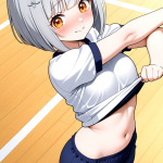 【エロ画像】グレーボブやや丸み体型×体操服・ブルマ_AI_アニメエロ画像