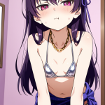 【エロ画像】紫髪セミロング細身長身×貧乳・微乳_AI_アニメエロ画像