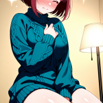 【エロ画像】青髪ボブ巨乳むっちり×オナニー・自慰_AI_アニメエロ画像