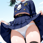 【エロ画像】黒髪ツインテールグラマラス×野外露出_AI_アニメエロ画像